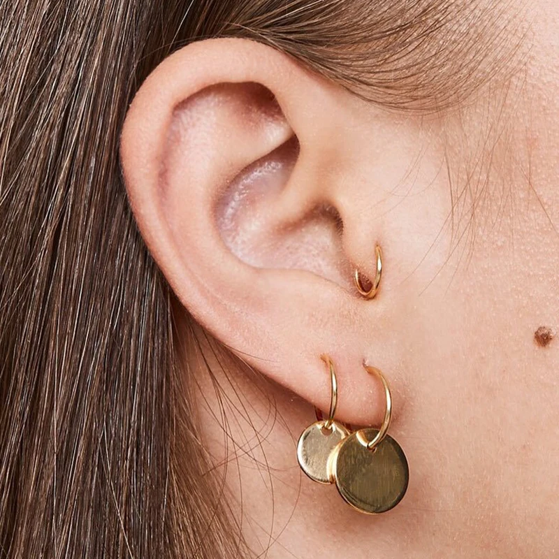 

6 Pcs/set Personality Punk Exquisite Gold Round Pendant Circle Earrings Set Bohemian Retro Women Party Wedding Accessories