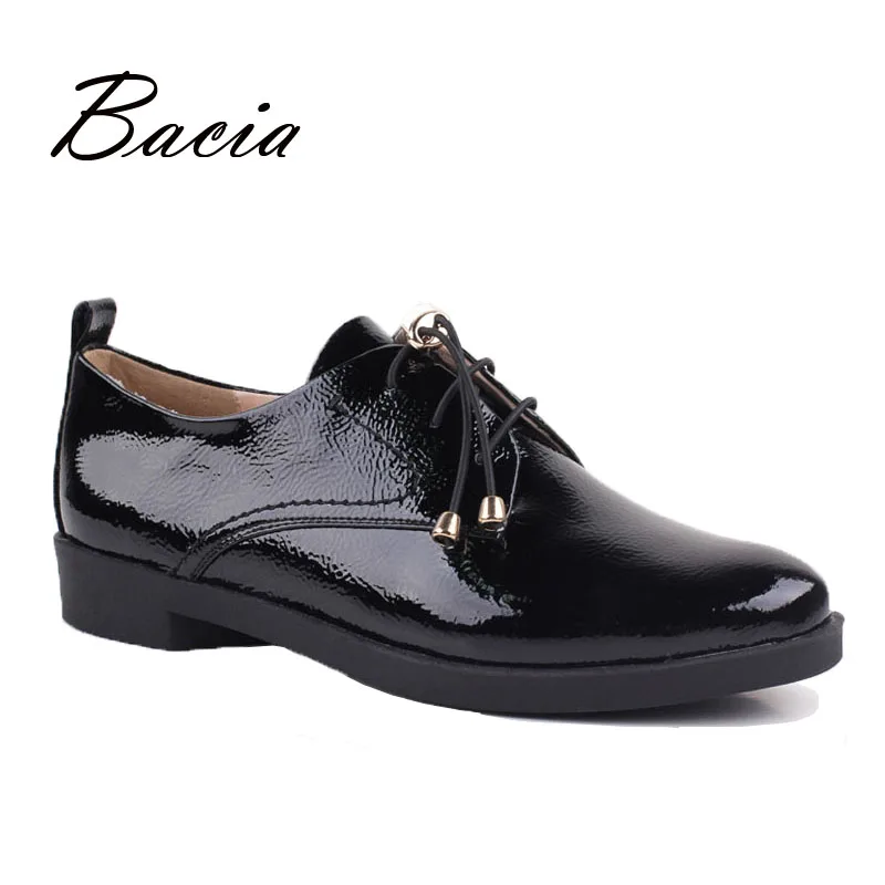 Bacia Black Shoes Women Handmade Genuine Leather Lace-up zapatos mujer Casual Full Season Shoes Low Heel Round Toe Flats VB048 Bacia Black Shoes Women Handmade Genuine Leather Lace-up zapatos mujer Casual Full Season Shoes Low Heel Round Toe Flats VB048