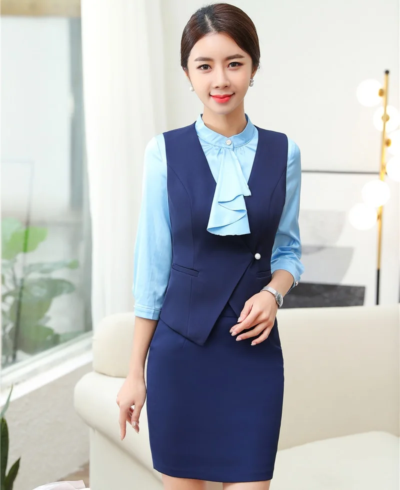 2019 neue Styles Frühling Sommer Blazer Mit Tops Und Rock Sets Weste Mantel & Weste Damen Büro Uniformen Outfits Mode rot