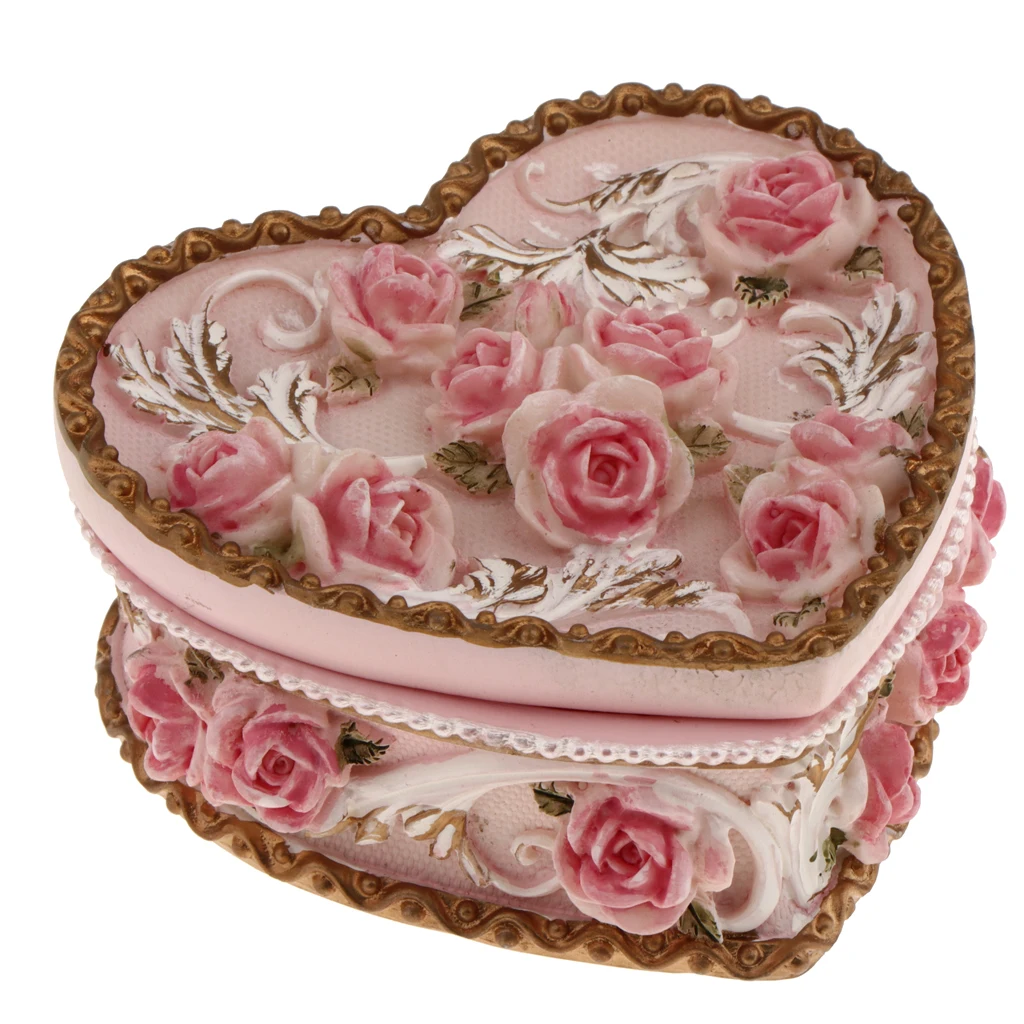 Винтажное овальное кольцо в форме сердца, розы, цветов, серьги, ювелирная коробка из смолы, Свадебная коробка для женщин, подарок на день Святого Валентина, коробка для хранения