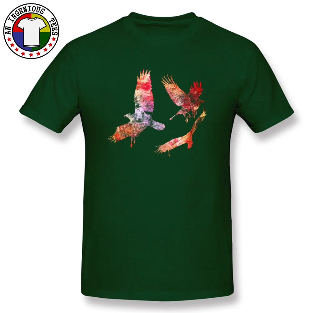  Men T Shirt Birds Hip hop Tops Shirt 100% Cotton Crew Neck Short Sleeve Party Tees Father Day Top Quality Birds dark