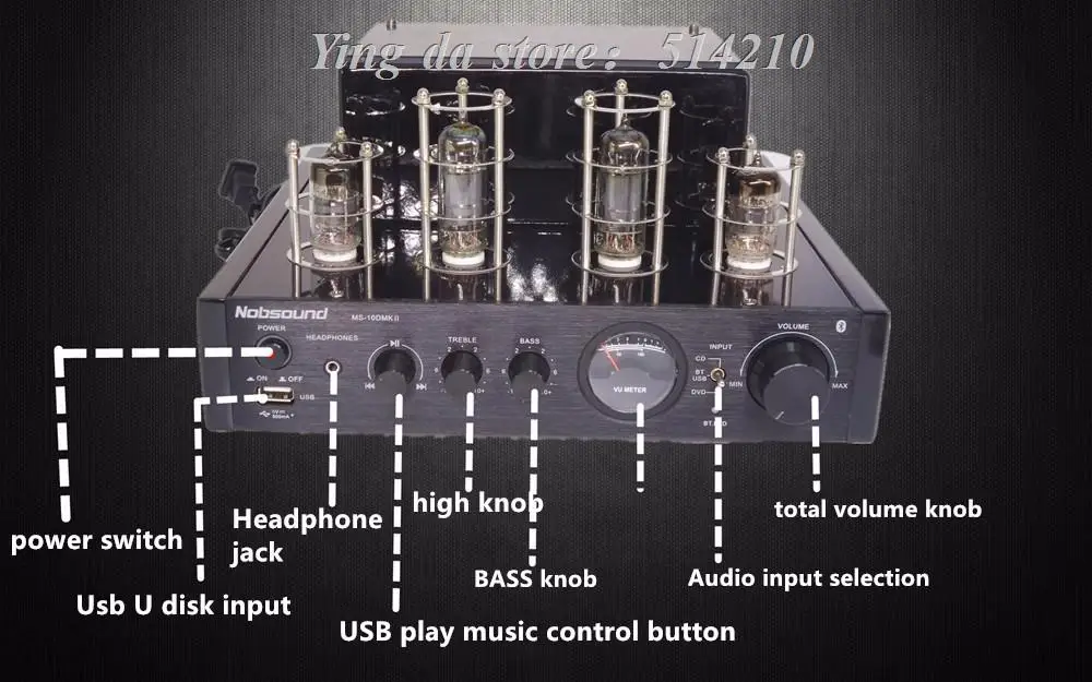 Nobsound MS-10D MKII ламповый усилитель с Bluetooth 4,2/USB/наушники HIFI стерео усилитель аудио усилитель