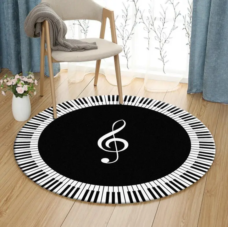 Ретро клавиши пианино 120 см круглые ковры для Гостиная дома Коврики для спальных мультфильм ковер в детской комнате компьютерное кресло коврик