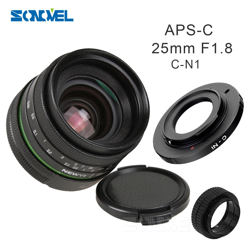 25mm F1.8 APS C Manual Camera Lens+C Mount Adapter+Macro Rings Kit for