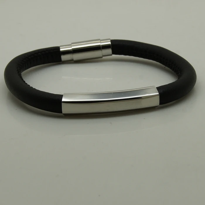 soft genuine leather simple design 316L stainless steel bracelet new