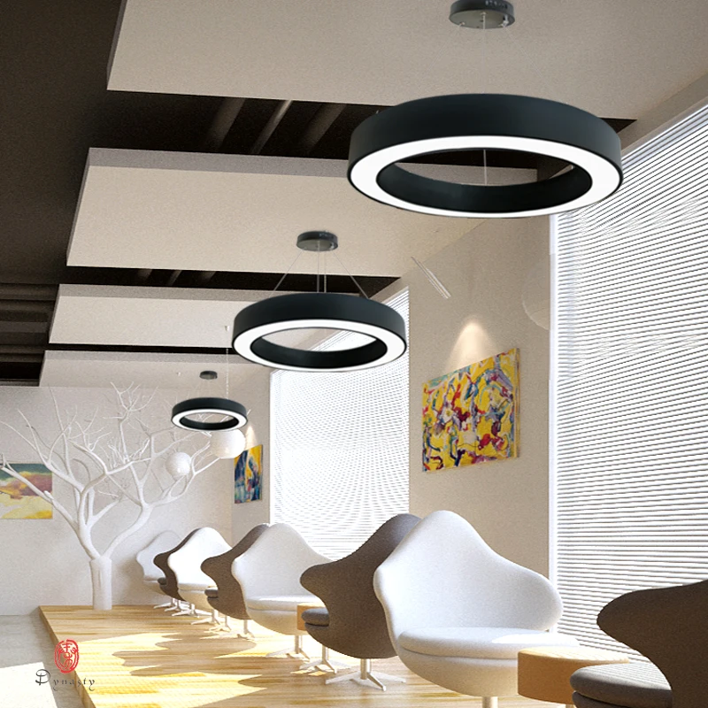 

Industry Style Hanging Lights Aluminum Round Circle Ring Hanging Lamp Modern Ceiling Lights Conference Hall Lounge Home Lighting