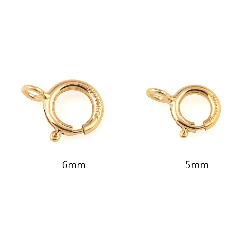 최고의 품질 5mm 6mm 14K 골드 채워진 스프링 링 걸쇠 후크, 14K 골드 연결 목걸이 팔찌 DIY 버클