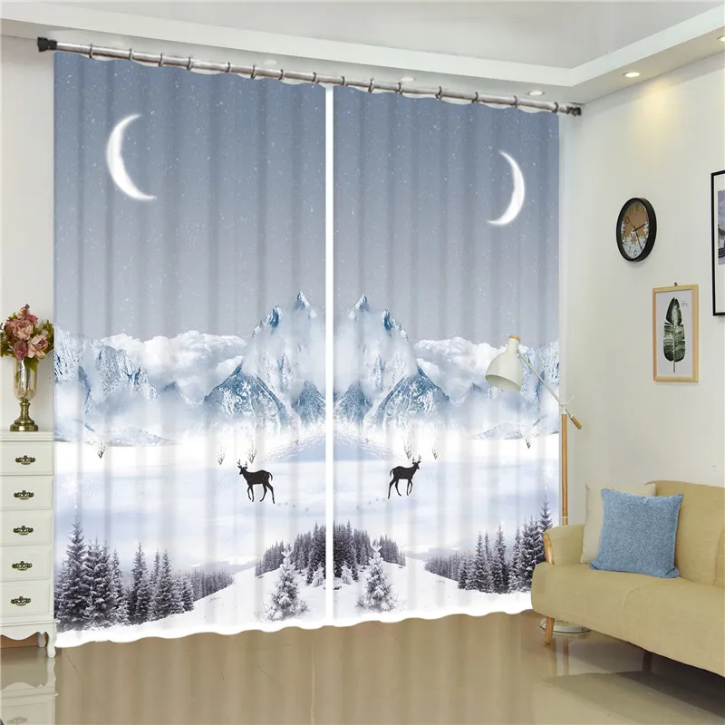 Роскошные 3D затемняющие шторы Moon Deer красивые занавески с изображением