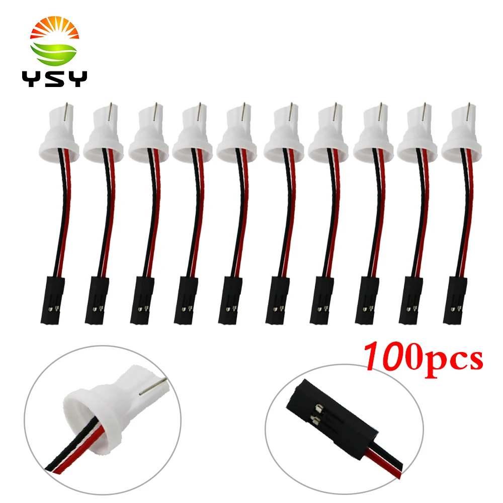 

YSY 100pcs Truck Car Auto T10 W5w Led Bulb Light Wire Harness Adapter t10 socket holder
