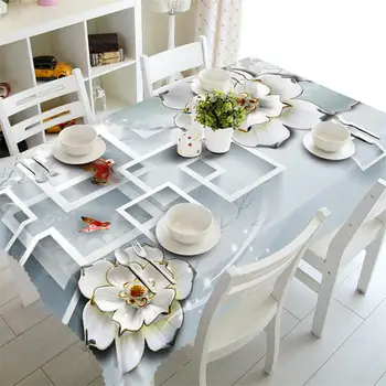 

Silks and satin 3D Printed Table Cloth polyester Fabric Pastoral Style Home Dining Table Cover For Kitchen Room Decor