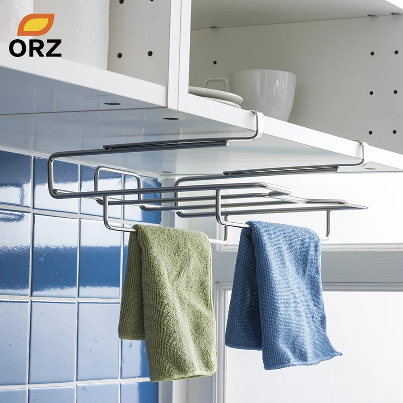 ORZ منشفة مطبخ حامل قطع المجلس رف لوح تقطيع حامل الفولاذ المقاوم للصدأ شنقا حامل رف للتخزين منظم مطبخ