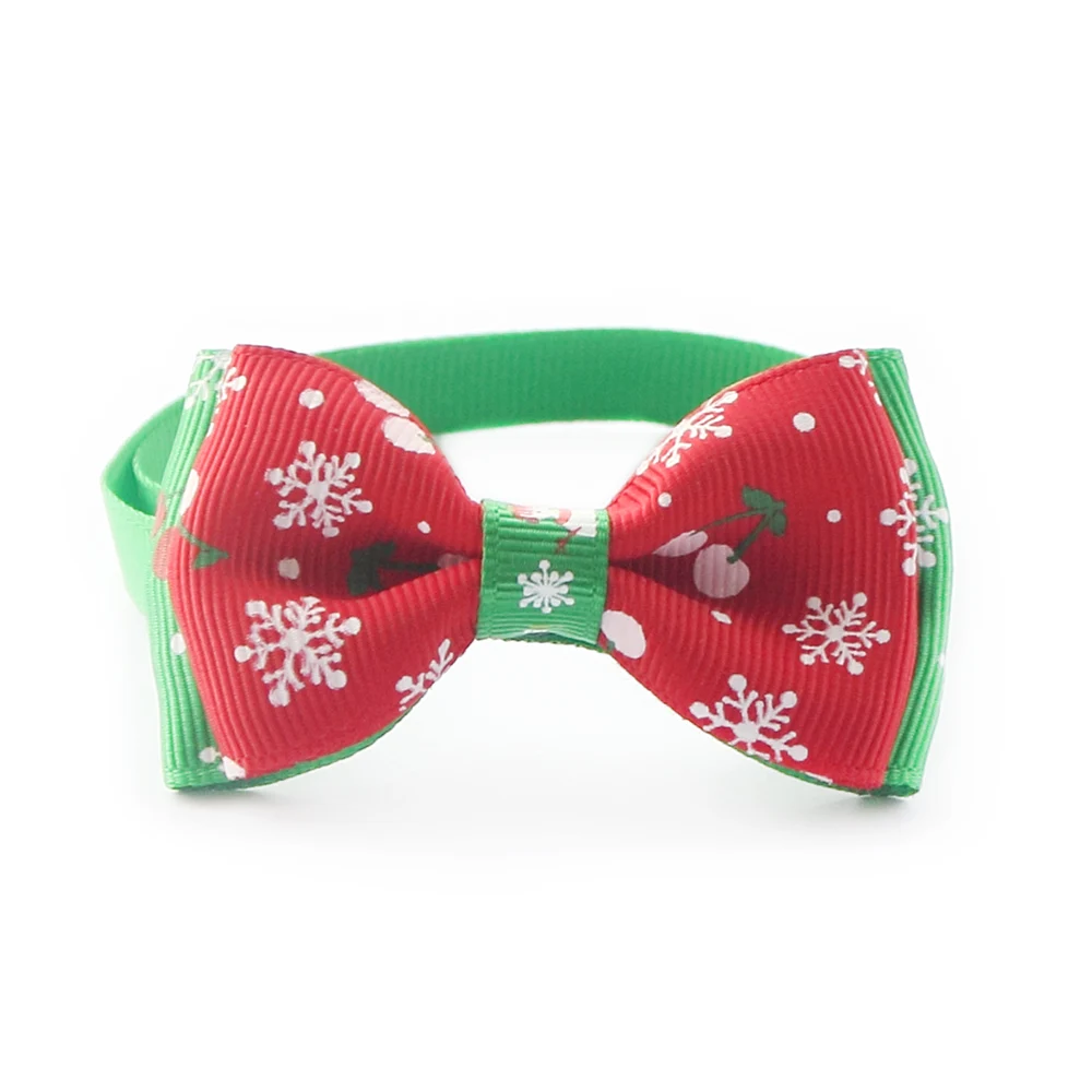 

50 Pcs Handmade Christmas Pet Cat Dogs Bow Tie Snowflake Pattern Ribbon Festival Dog Tie 6033001 Pets Accessories Wholesale