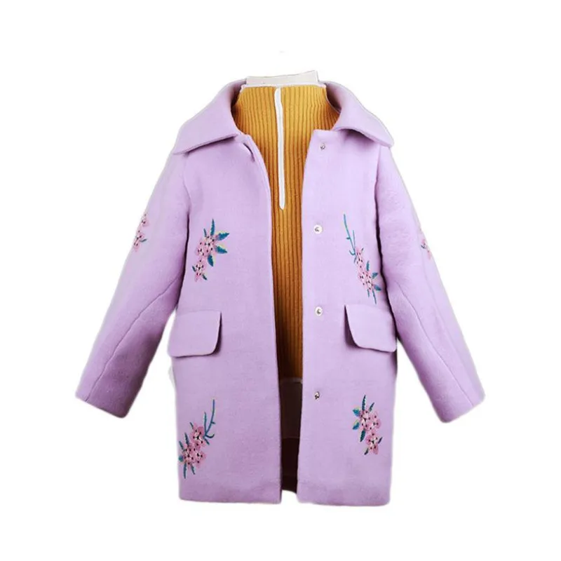 

DFXD High Quality Children Girls Long Thick Embroidery Coat 2018 Winter Fashion Warm Princess Outwear 2-8Years