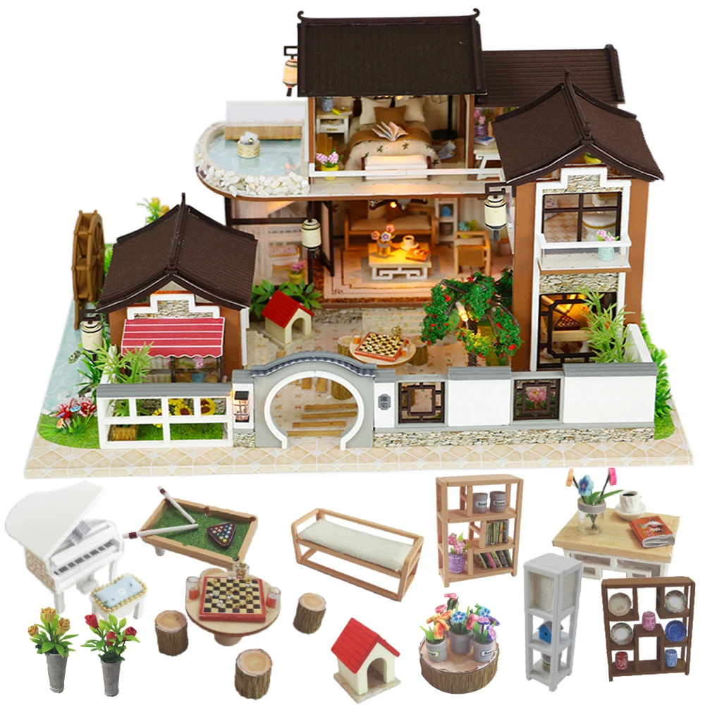 Cutebee maison de poupée meubles Miniature maison de poupée bricolage Miniature maison chambre boîte théâtre jouets pour enfants autocollants bricolage maison de poupée L
