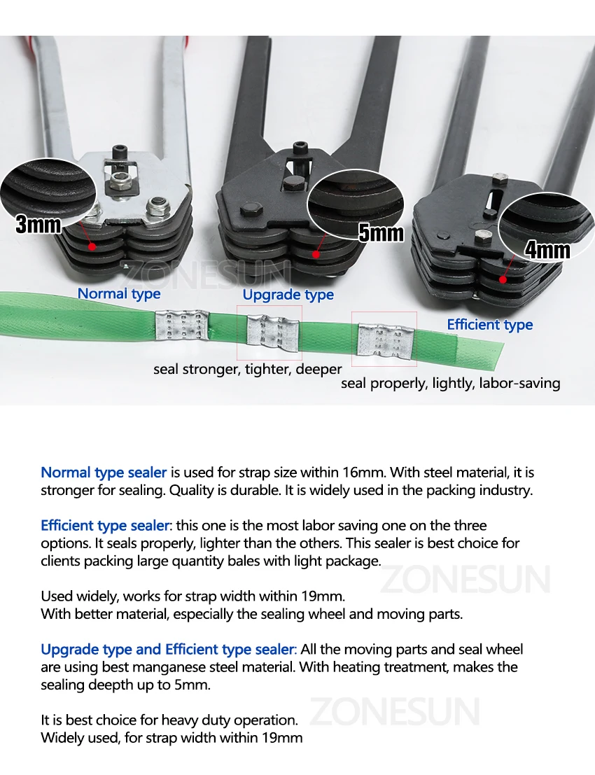 Zonesun ручное оборудование обвязочный инструмент для пластиковой ручной обвязки инструмент уплотнитель и натяжитель для 12 мм 19 мм ремешок