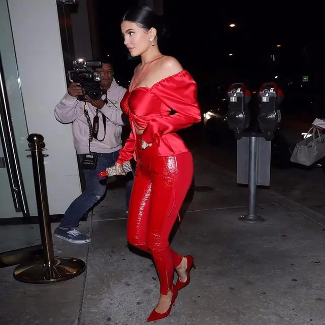 Satin Off the Shoulder Ruched Open Top Back Zipper Red Bardot Babe Top Inspired by Kylie jenner 1