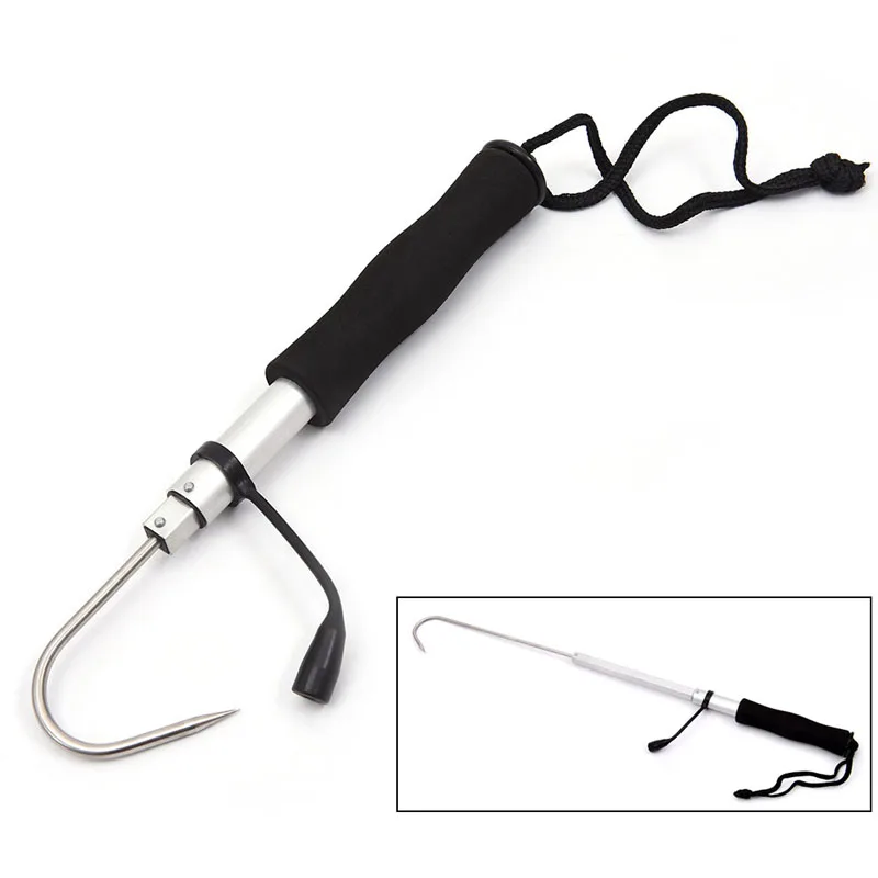 

OOTDTY 90CM Durable Telescopic Retractable Fish Gaff Ice Sea Fishing Spear Hook Tackle Fishing Hook