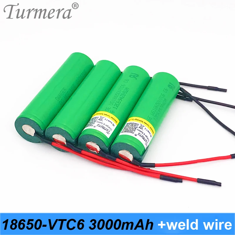 Новинка 18650 VTC6 + diy сварочный провод 3 7 в 3000 мАч литий ионный аккумулятор 30 А разряд