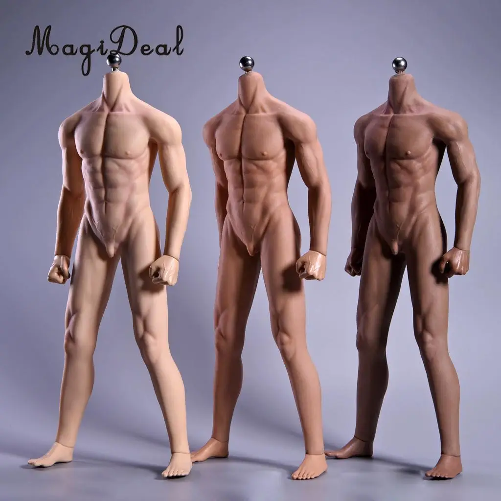 

1Set PVC 1/6 Scale Muscular Male Seamless Stainless Steel Skeleton Nude Body Wheat Skin Super Flexible Children DIY Toys