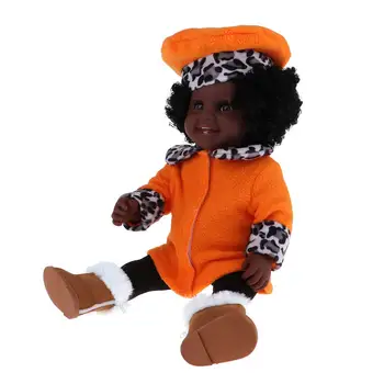 

45cm 18inch Vinyl Lifelike Reborn African Doll with Clothes Newborn Baby Dolls Toys Birthday Gift for Children Kids Toddler
