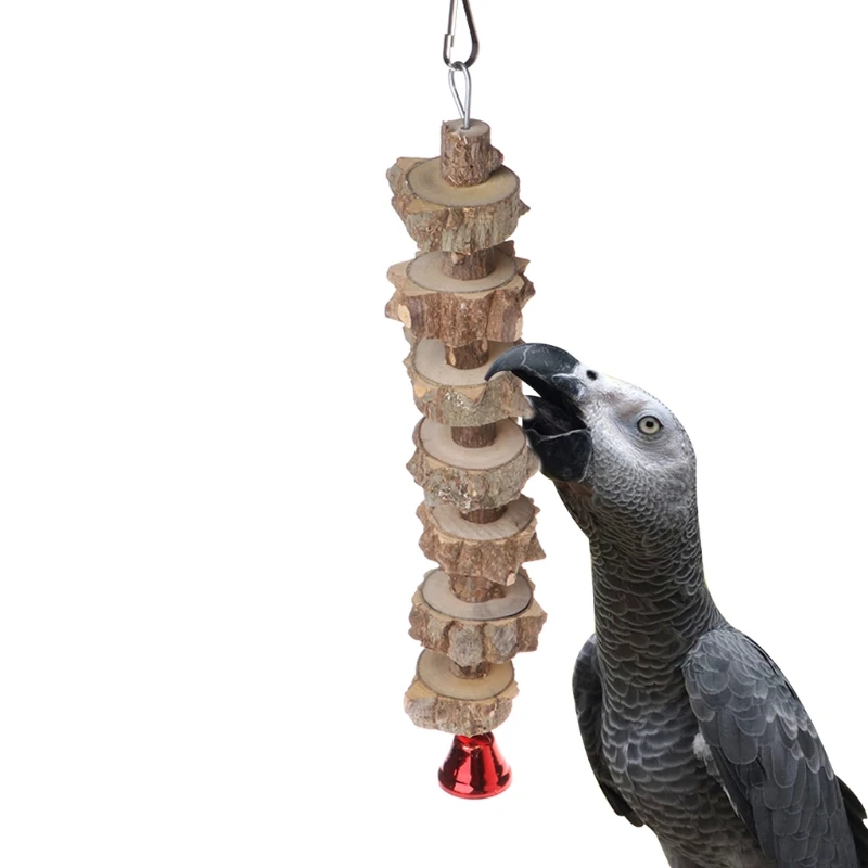 

2018 Natural Wooden Birds Parrots Toys Training Peck Chew Hanging Cage Concave Convex birds accessoires