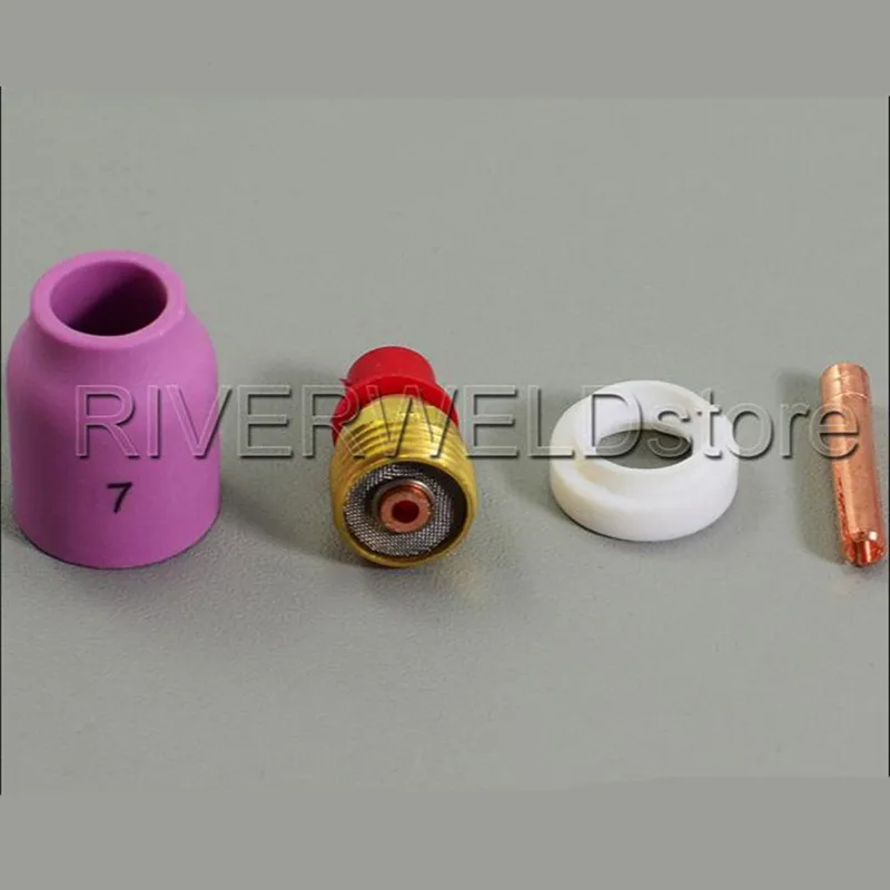

TIG Alumina Nozzle Gas Lens Collet Bodies 3/32" 45V44 13N23 598882 Fit TIG Welding Torch KIT Consumables WP SR 9 20 Series, 4pcs