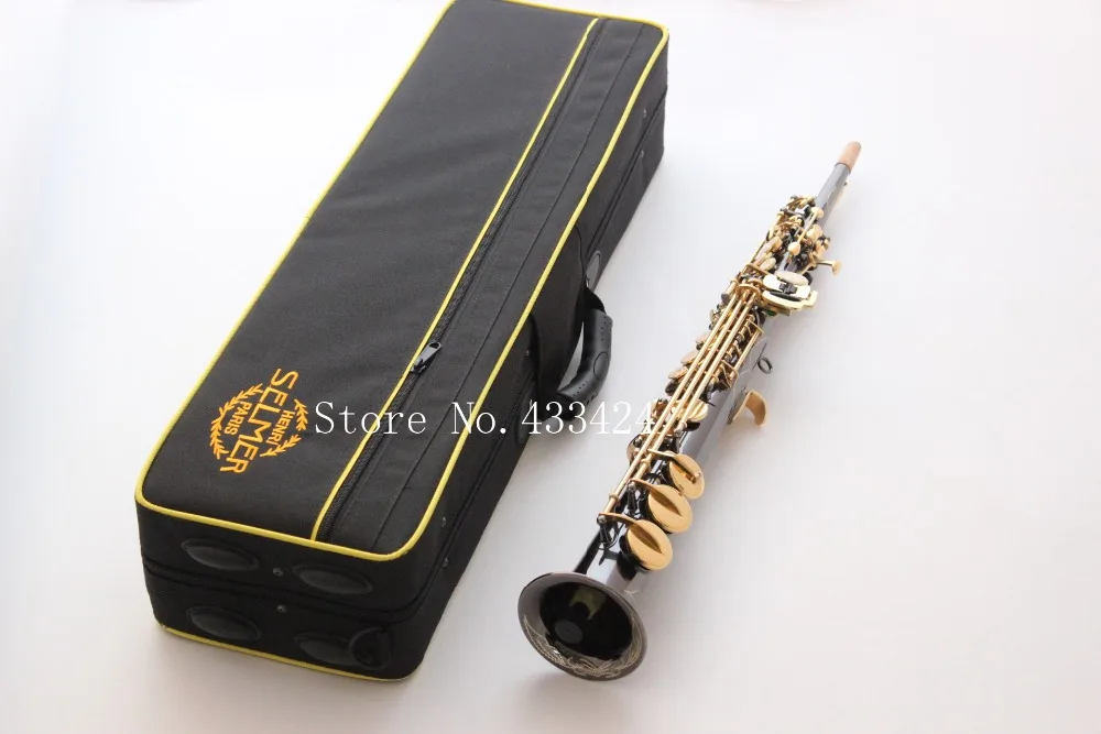 

French Selmer R54 High-pitch Soprano Saxophone One Piece Straight Bb Flat Saxe Top Musical Instrument Black Ni-Au Sax