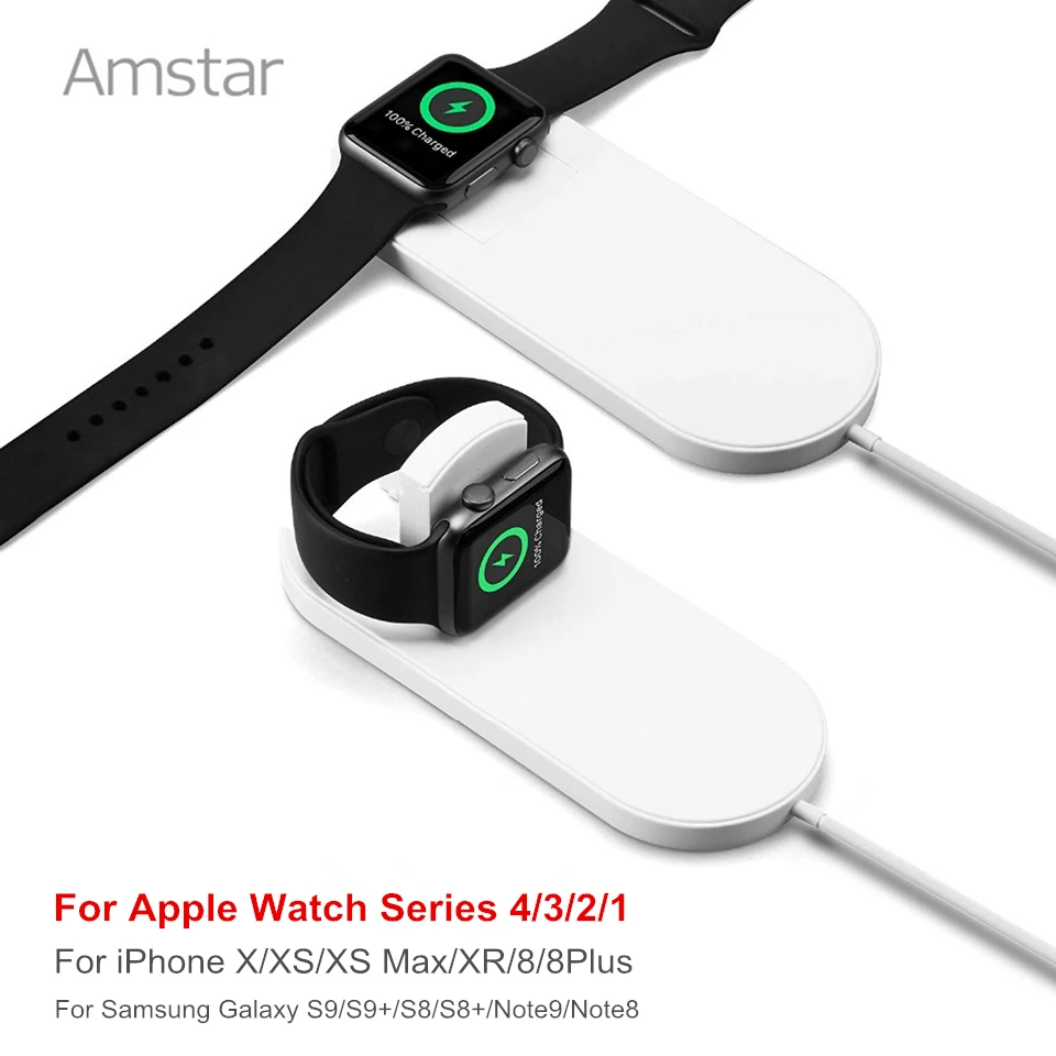 Amstar Qi Беспроводной Зарядное устройство для наручных часов Apple Watch 4/3/2/1 Airpower 10W Быстрый Беспроводной зарядного устройства для iPhone 11 Pro XS Max XR X 8 Plus