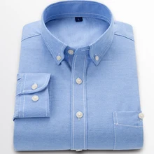 Новые мужские Оксфордские повседневные рубашки весенние с длинным рукавом одноцветные рубашки мужские весенние повседневные рубашки Оксфордского размера плюс рубашки