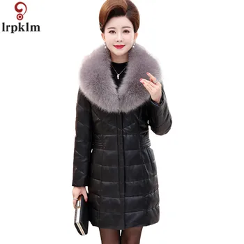 

Winter Coat For Elegant Old Women Long Jackets Big Fur Collar Padded Coats 2018 Plus Size 4XL Middle Aged Women Winter CH744