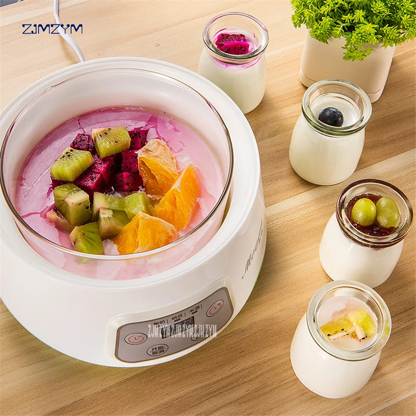 ZCW-S03 Fully Automatic Yogurt Makers Household Multifunctional White Natto Rice Wine Machine with Four Glass Liner Sub-cup 1.3L