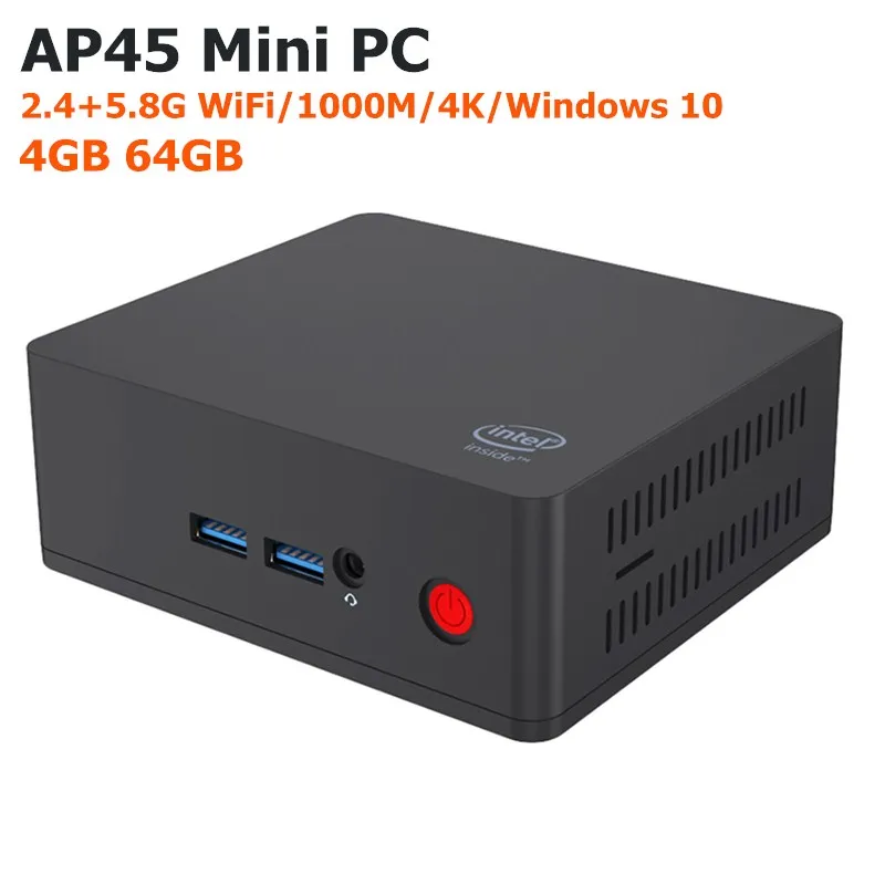 

AP45 Office Mini PC Intel Apollo Lake J4205 Intel HD 4G 64G Graphics 505 2.4G + 5.8G WiFi 1000Mbps 4xUSB3.0 BT4.0 For Windows 10
