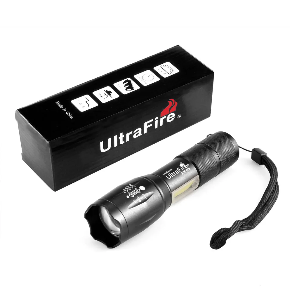UltraFire масштабируемый фонарик COB рабочий свет XM T6 3 режима Lanterna светодиодный Фонарь