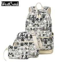 Set Rucksack Frauen Tier Eule Druck Rucksack Leinwand Bookbags Schule Rucksäcke Taschen für mädchen Im Teenageralter Bagpack Rucksack