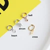 925 sterling silver earring simple cross star heart-shaped ball small zircon ear bone ear buckle fashion wild girl ear jewelry 6