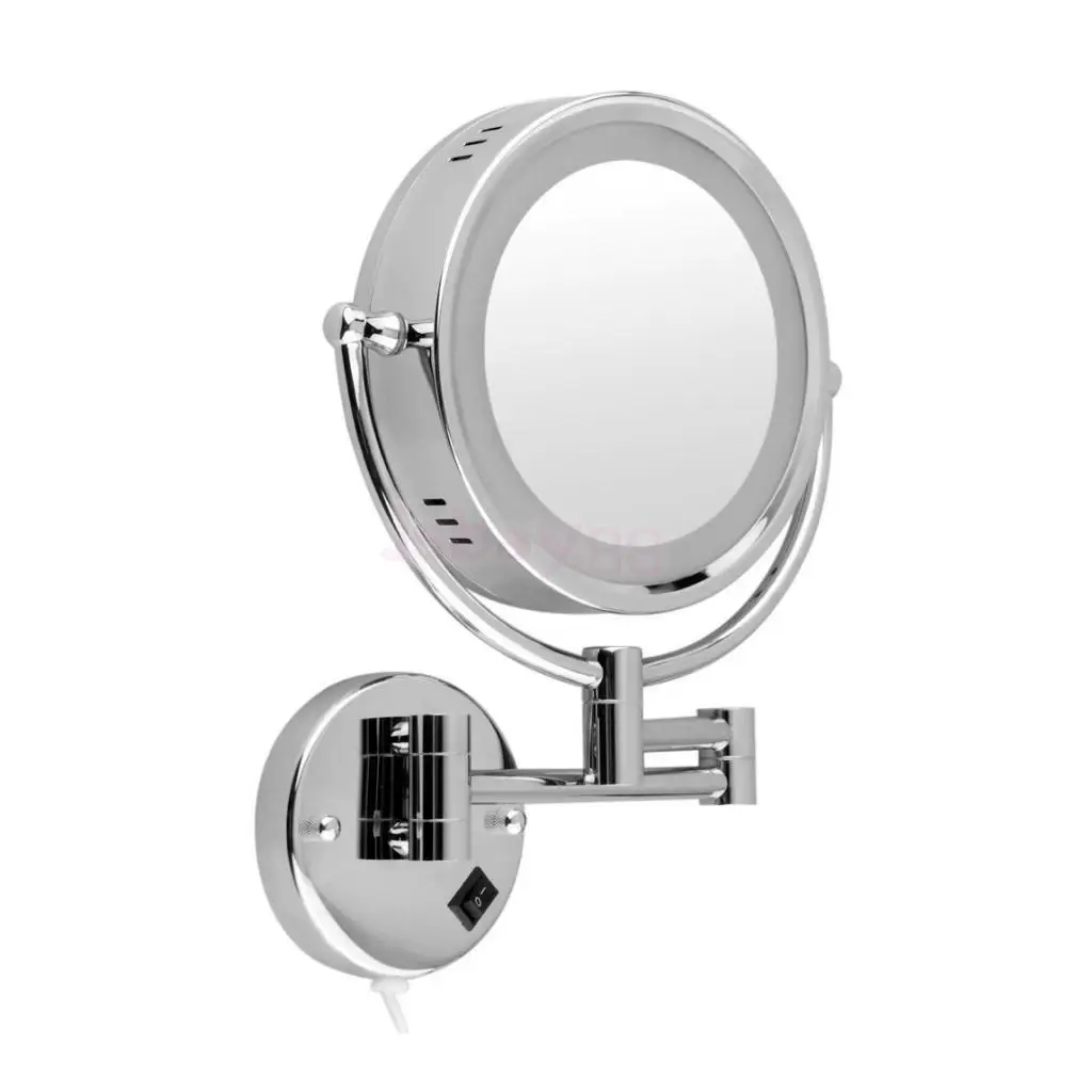  8' Bathroom Makeup Mirror with LED Light Wall Mount 3x / 5x / 7x Magnification Vanity Mirror Chrome - 32815696498