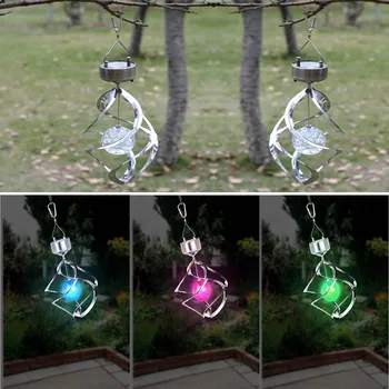 

Newly Solar Powered LED Light Wind Chimes 7 Colour Spinner Hanging Spiral Decoration For Courtyard Garden XSD88