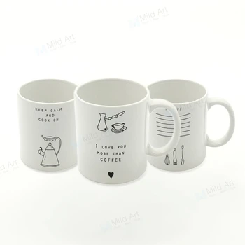 

Nordic Style Black and White Minimalist Food Quote Bowl Design Kitchen Ceramic Water Cups Creative Gift Coffee Tea Beer Mugs Set