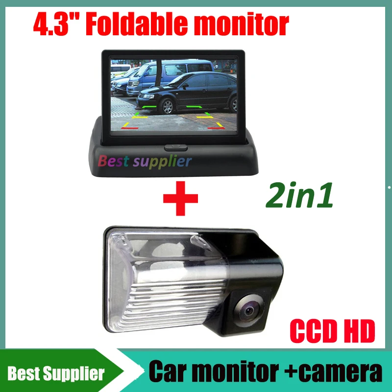 Зеркало монитор автомобиля 4 3 дюйма + HD CCD парковочная камера заднего вида для Toyota