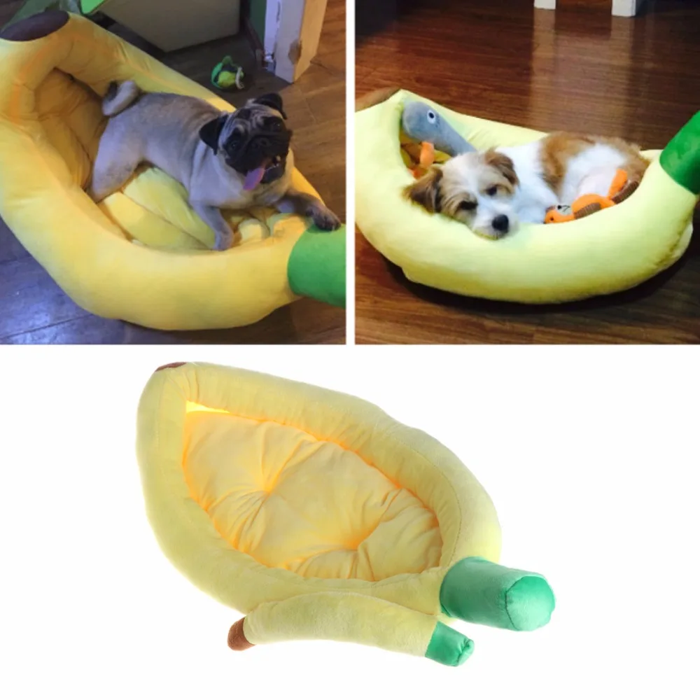 Pet Sleeping Bed Cute Banana Shape Winter Warm Dog Cat Kennel House