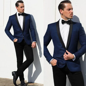 

Italian Slim Fit Navy Blue Jacket Mens Tuxedo Two Piece Formal Dress Suit Grooms Suit 2019 Wedding Costume Men's Suit for Groom