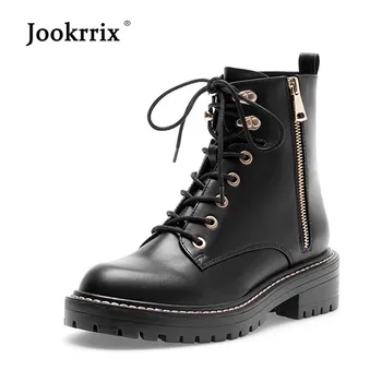 

Jookrrix 2019 Autumn Winter British Style Fashion Brand Ankle Boots Cross-tied Shoes Women Lady Warm Martin Boots Silp On Boot