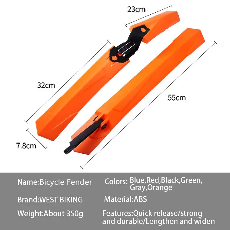 Bike Fender MTB Road Bike Front Rear Mudguard 1 Pair Extended Edition Quick Install Cycle Bicycle Fenders bicycle fender