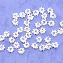 Цинковый металлический сплав вставка бусины в виде цветка посеребренный цвет покрытием около 4 мм(1/") x 4 мм(1/8"), отверстие: Приблизительно 1 мм, 90 шт. Новинка