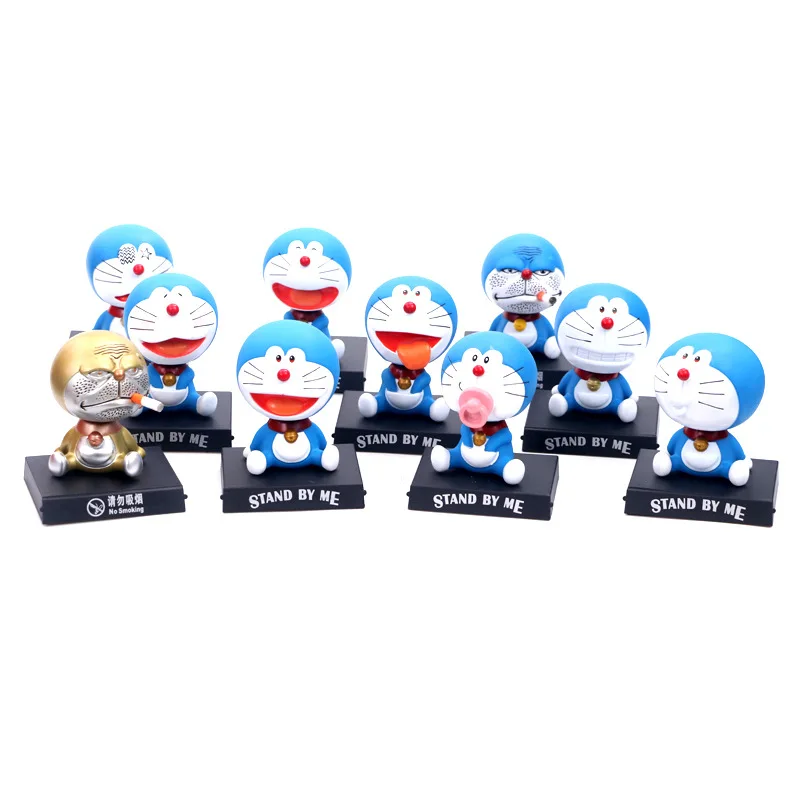 11 см Doraemon Аниме Фигурка встряхните голову держатель телефона кронштейн украшение автомобиля аниме модель ПВХ игрушки для рождественских подарков
