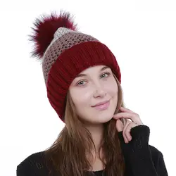 Модные одинаковые шапка с отворотом для женщин кепки зимние шапочки теплая шерсть мяч трикотажный свитер обувь девочек милые шапки YF2
