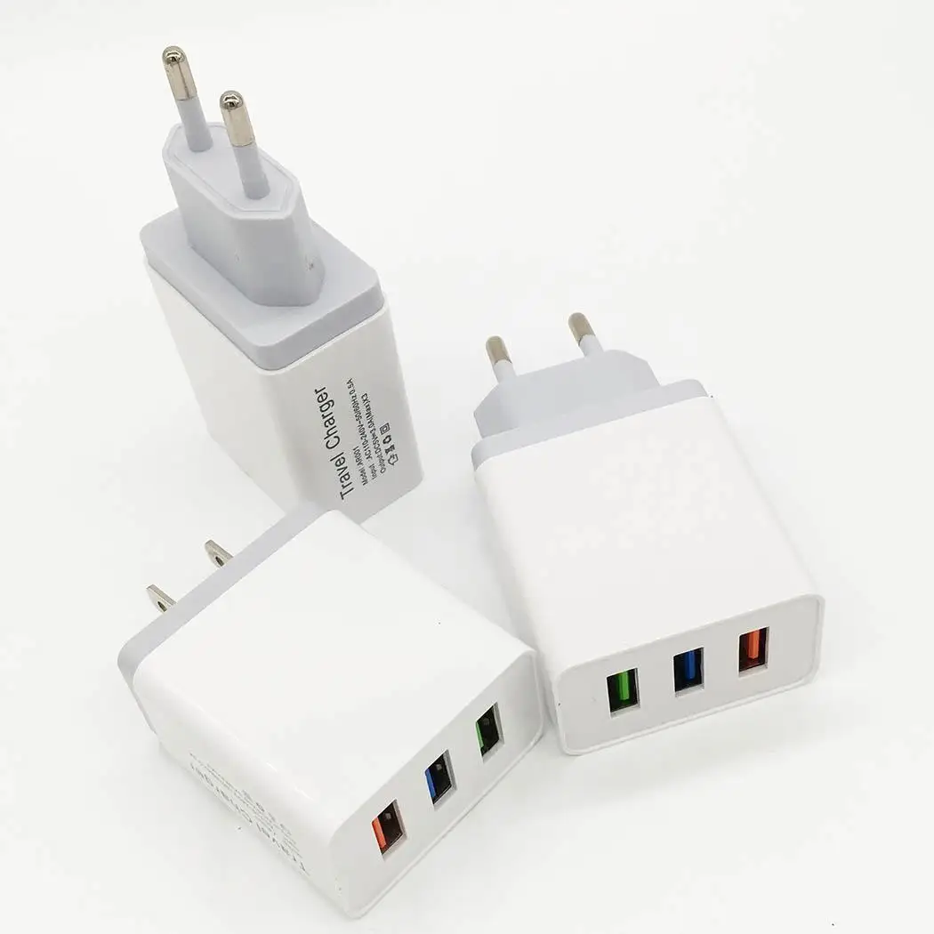 3 USB зарядная головка для мобильного телефона 5V2. 4A адаптер стандарт США ЕС