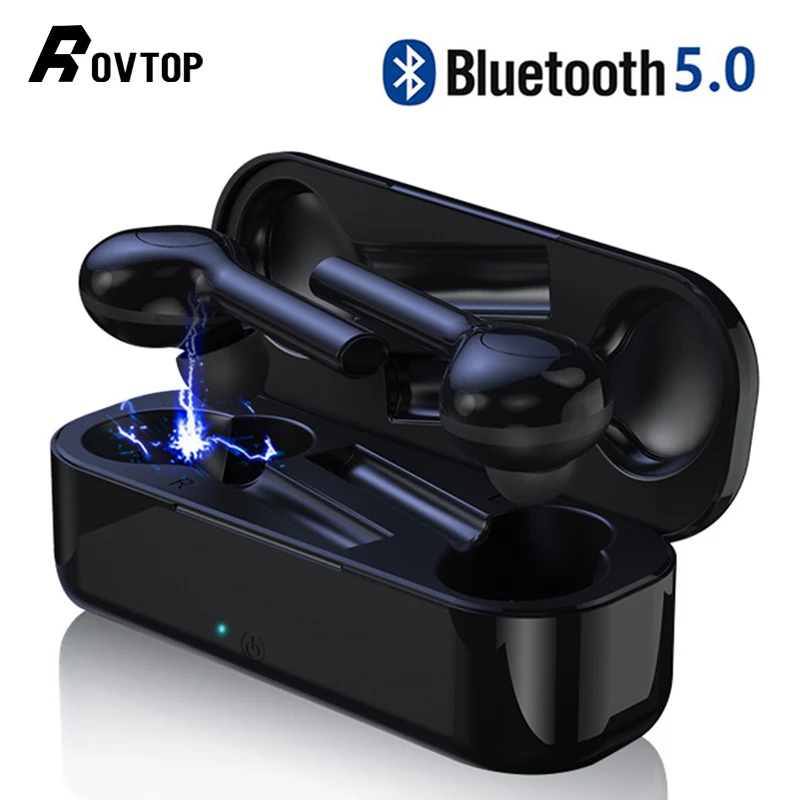 Rovtop TWS Беспроводные наушники с Bluetooth 5,0, гарнитура, стерео Bluetooth наушники для iPhone, samsung, Спортивная игровая гарнитура