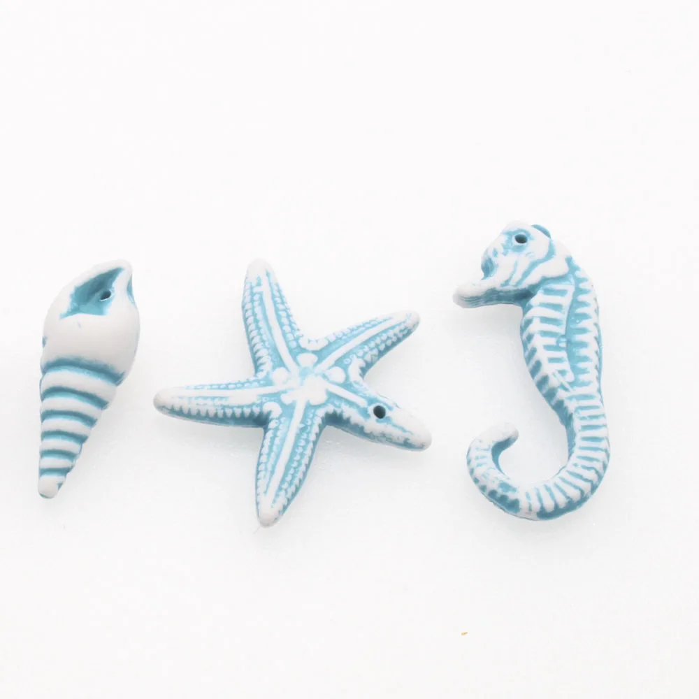 1 Box Turquoise Starfish Beads Pearls Sea Star Charms Cowrie Shell Beads  Pendant Kit with Lobster Clasp and Jump Ring Ocean Animal Spacer Beads  Elastic Thread for Bracelets Earrings DIY Jewelry Making