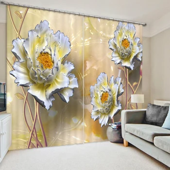 

Creative Chrysanthemum 3D Printing Curtains With Bedding Room Living Room or Hotel Cortians Thick Sunshade Window Curtains